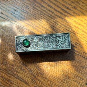 Vintage Green Glass Lipstick Holder